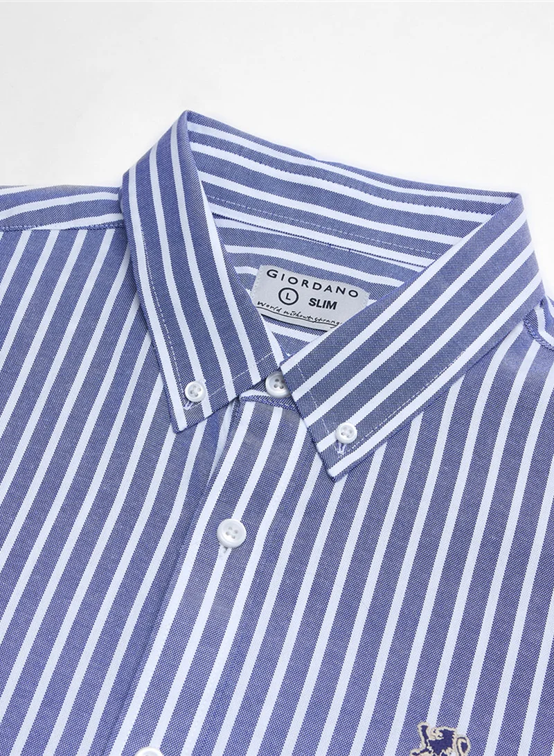 GIORDANO  Men’s Cotton Slim Oxford Shirt with Embroidery for Men | Best Price UAE